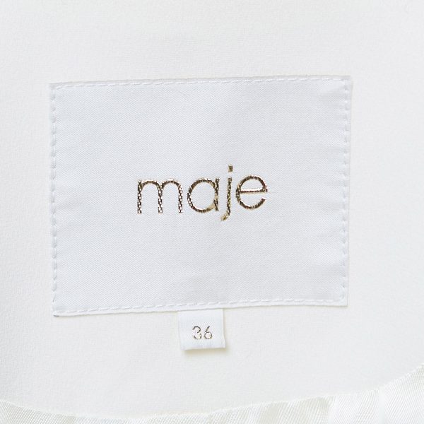 Maje Cream Crepe & Lace Trim Button Front Blazer S - Image 4