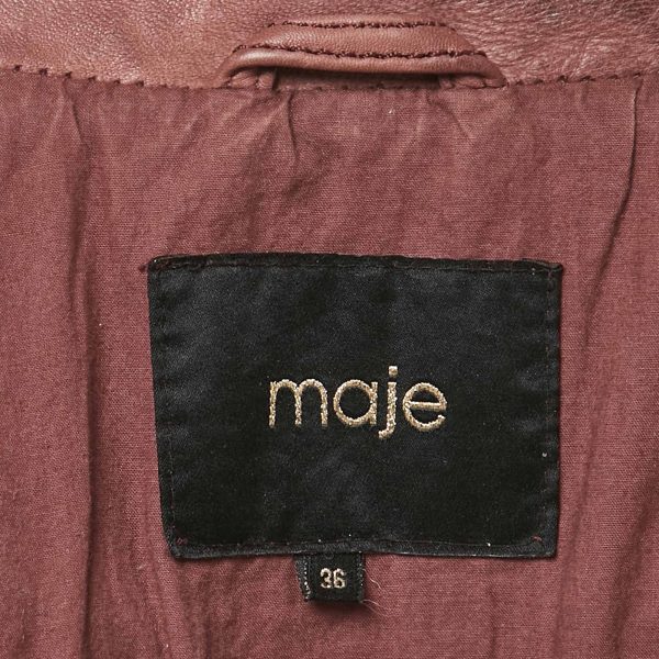 Maje Onion Pink Leather Quilted Detail Bomber Jacket S - Image 4