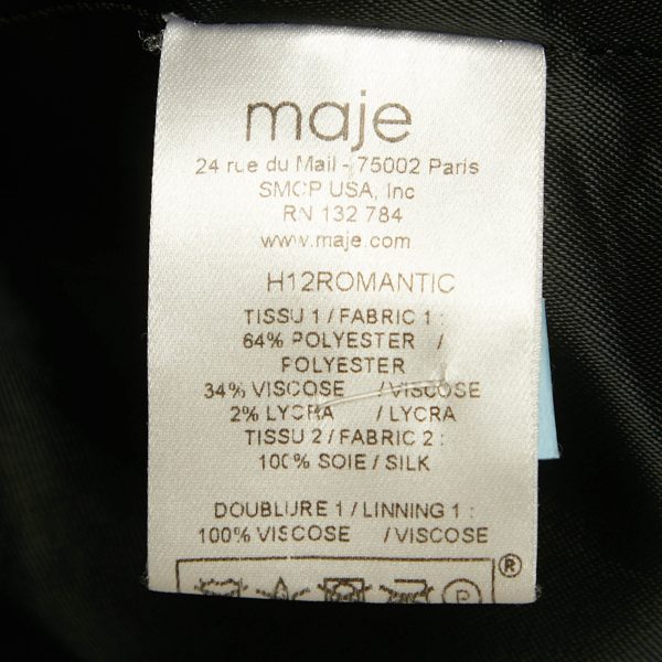Maje Black Crepe & Silk Trim Single Breasted Blazer S - Image 5