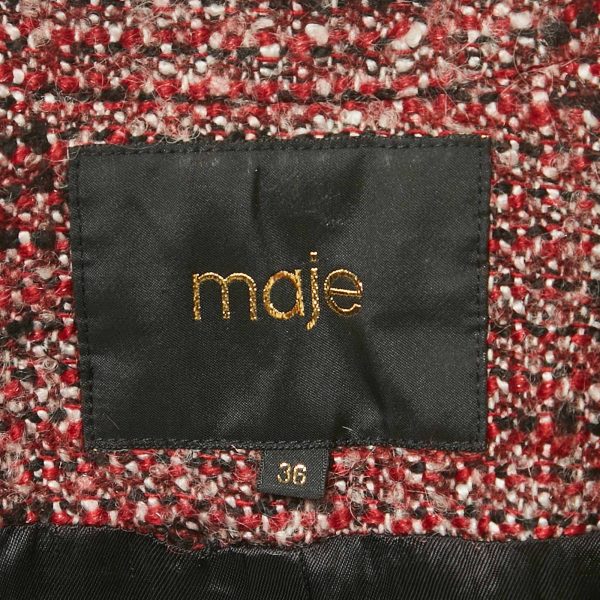 Maje Red Tweed Mid-Length Gordan Coat S - Image 4