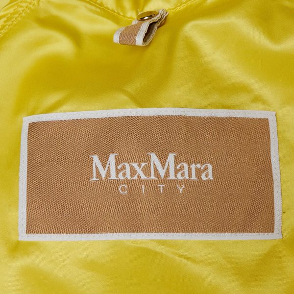 Max Mara City Yellow Stretch Satin Hooded Belted Coat S - Image 3