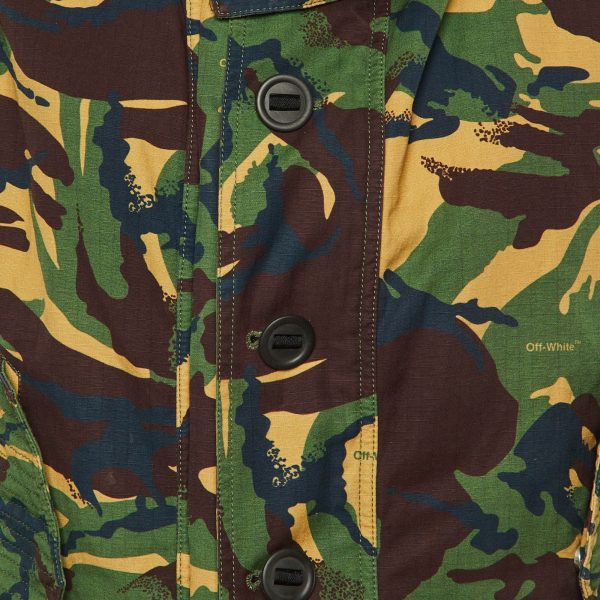Off-White Green Camo Cherry Blossom Cotton Hooded Jacket S - Image 4