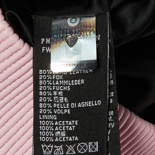 Philipp Plein Pink Leather & Fox Fur Hooded Sleeveless Jacket S - Image 6