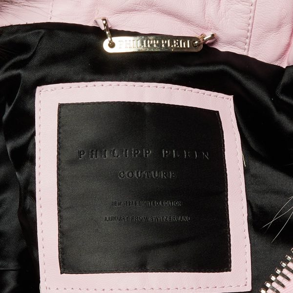 Philipp Plein Pink Leather & Fox Fur Hooded Sleeveless Jacket S - Image 4