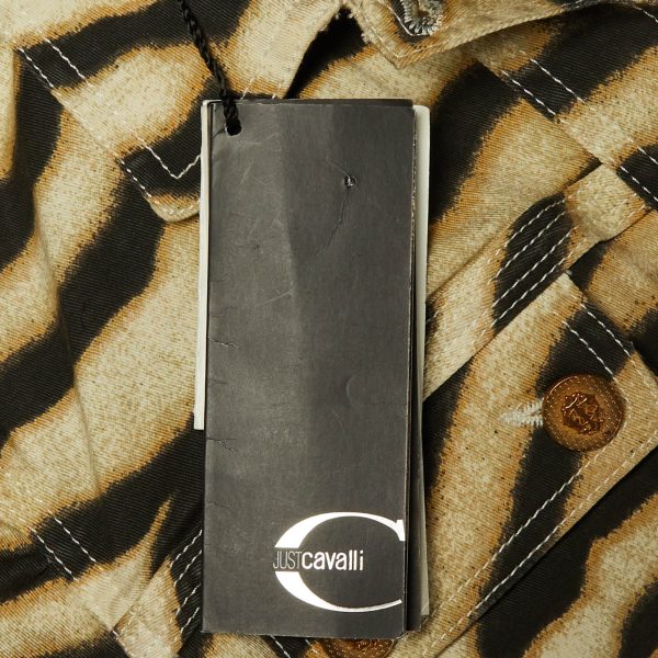 Roberto Cavalli Beige Animal Printed Stretch Cotton Crop Jacket M - Image 6