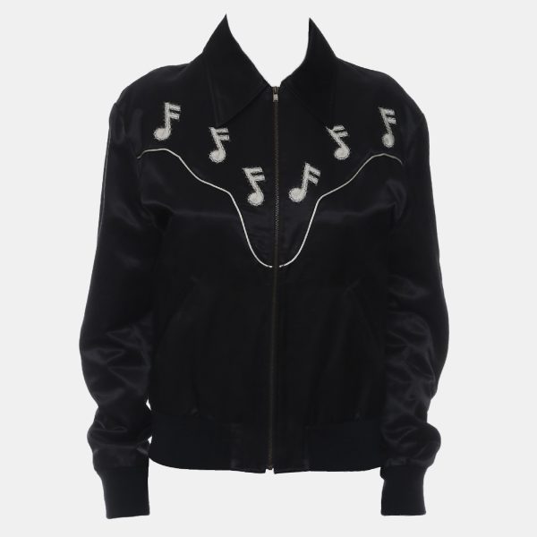 Rhythm meets refinement in this embroidered zip up jacket