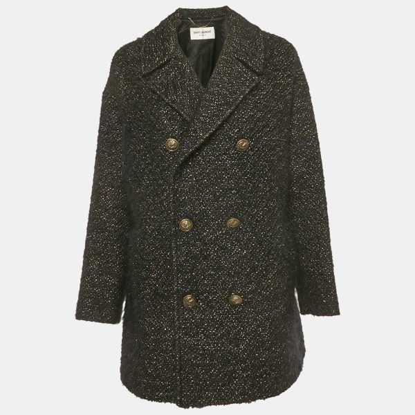 Saint Laurent’s black tweed coat reveals depth in every woven detail