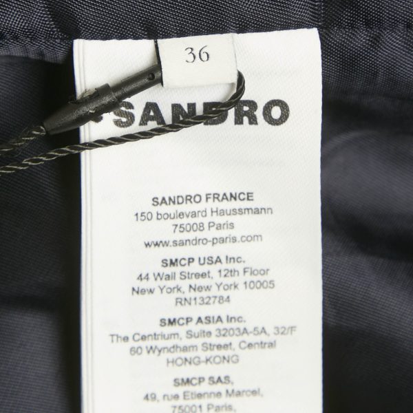 Sandro Navy Blue Wool Blend Pleated Insert Trench Coat L - Image 5