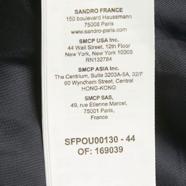Sandro Navy Blue Wool Blend Pleated Insert Trench Coat L - Image 6