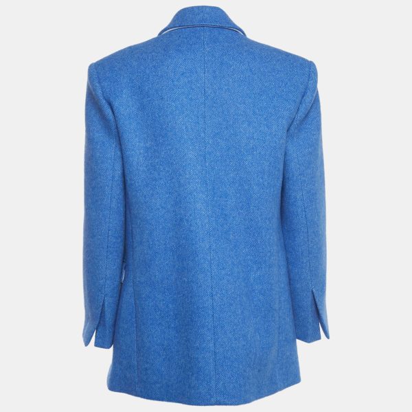 Sandro Blue Wool Blend Oversized Tailored Jacket XS - Image 2