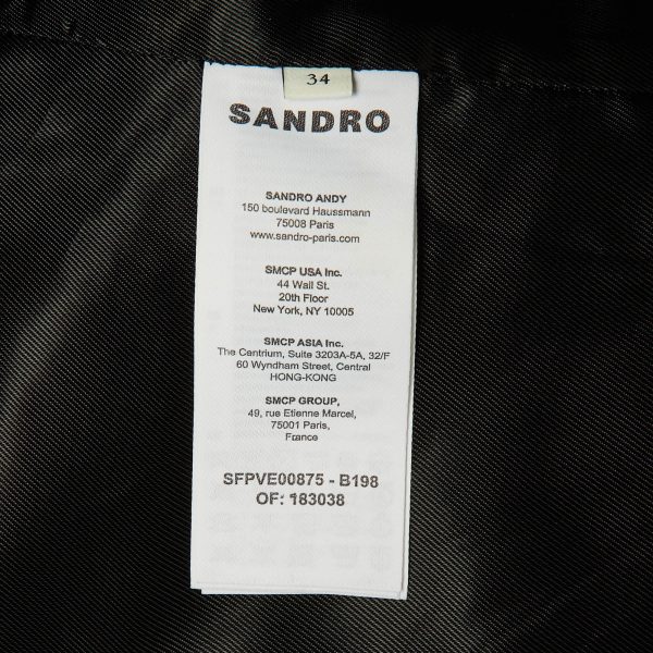 Sandro Black /White Embellished Houndstooth Oversize Blazer XS - Image 5