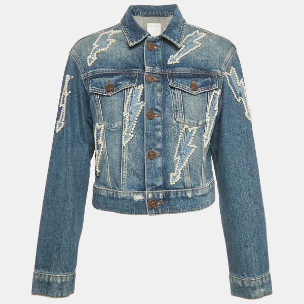 Sandro brings unexpected detail to denim with this blue jacket