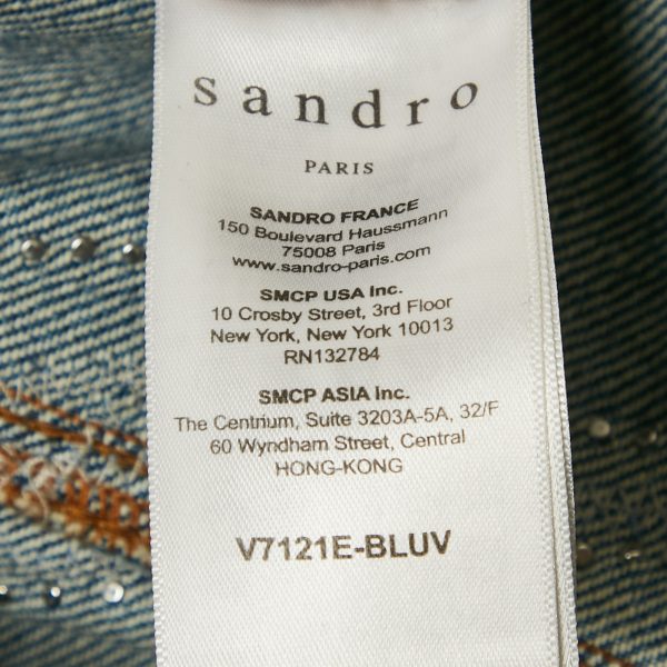 Sandro Blue Beaded Denim Jacket M - Image 5