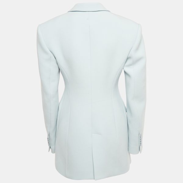 Wardrobe NYC Blue Wool Crepe Button Front Blazer S - Image 2