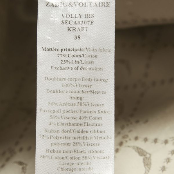 Zadig & Voltaire Beige Gabardine Open Front Volly Jacket M - Image 5