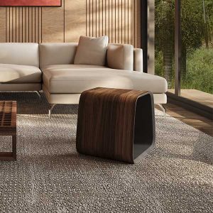 The Cowley Stool presents itself like a sculptural piece. The rounded