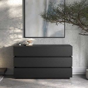 An embodiment of modern elegance and functional design. This dresser stands out with its distinctive three-block structure