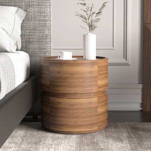 Introducing the Collier Nightstand - an exquisite blend of functionality and aesthetics.Crafted from rich walnut