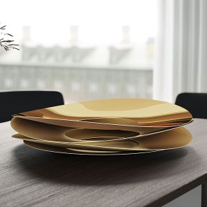 Slice center piece fruit bowl features repetition of peeling layers