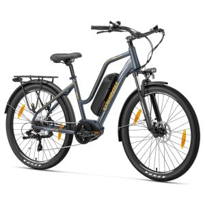 Touroll MA2 Electric Bike 250W Mid-Drive Motor 36V 13Ah Battery 27.5â Tires 25km/h Max Speed 100km Max Range Hydraulic Disc Brake Suspension Fork with Lockout Shimano 7-speed - Grey
