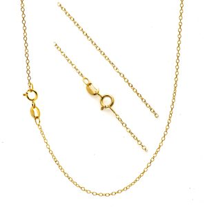 * Includes 5 gold plated chains* Brass Metal with gold plating* Cable chain* 18 inch - can extend 2 inches